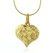 14K Yellow Gold Textured and Polished Heart Pendant w/Chain 20