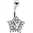 Playboy Rabbit Head In A Crystalline Gem Star Belly Ring