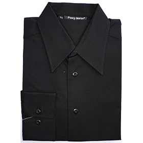 Hemd Schwarz klassischer Kragen New Kent Herrenhemd tailliert Slimfit von Pierre Martin Paris Langarm