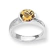 Citrine and Diamond Sterling Silver Ring (Sizes 6-8)