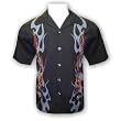 Flaming 8 embroidered biker shirt, Dragonfly