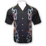 Flaming 8 embroidered biker shirt, Dragonfly