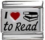 Clearly Charming I Heart to Read Red Heart Laser Italian Charm