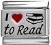 Clearly Charming I Heart to Read Red Heart Laser Italian Charm