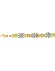Gold Bracelet .045 Dwt Flower Scalloped Edge & Diamond Accent