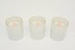 3-pc Frosted White Beads and Swirls - Tealight Votive Holders with Battery Operated Flickering Tealights