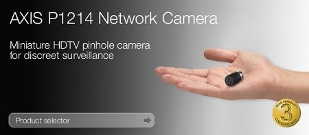 Axis Communications P1214 Pinhole Indoor Network Camera, 3.7mm F2.5 Fixed Iris Lens, Up to 25/30 fps, 720p HDTV, PoE, Pack of 10
