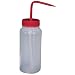 Vestil BTL-WW-16R Wide Mouth Low Density Polyethylene (LDPE) Round Squeeze Wash Bottle with Wide Neck and Red Cap, 16 oz Capacity, Translucent