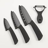 Gibson Home 107311.04 Ostead 4 Piece Ceramic Blade with Sheath Cutlery Set, Metallic Black