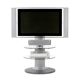 BDI Vista 9960, Flat Panel TV Stand with Glass Shelves - Silver by BDI