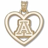 Arizona Wildcats A Heart Pendant - 10KT Gold Jewelry