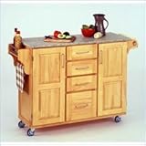 Home Styles Furniture Natural Wood Island Cart with Salt and Pepper Granite ....