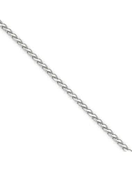 1.9mm, 14 Karat White Gold, Diamond-Cut Wheat Chain - 7 inch