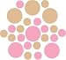 Set of 30 - Pink / Light Brown Circles Polka Dots Vinyl Wall Graphic Decals Stickers