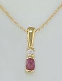 14K Oval Ruby and Diamond Pendant