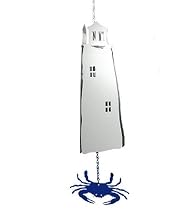 Sentinel Lighthouse Steel Wind Bell with Blue Crab Wind Catcher