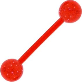 BIOPLAST Red GLITTER Barbell Tongue Ring by 
