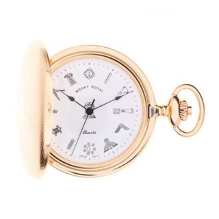Mount Royal - Masonic Engine Turned Gold Plated Quartz Full Hunter Pocket Watch - G410PQ - (WW1714)