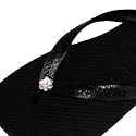 BLACK CRYSTAL AB FLOWER Swarovski Crystal Havaianas Flip Flops Sandals Thongs sizes 5-11