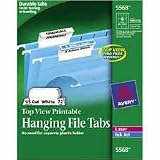 Avery 5568 Printable top view hanging file tabs on 8-1/2 x 11 sheets, 1/5 cut, 72 tabs/pack