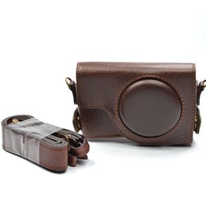 COSMOS Dark Brown PU Leather Case Cover Bag For Canon Powershot S110 Digital Camera with Cosmos Fastening Strap 