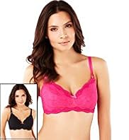 2 Pack Maternity Cotton Rich Laced Nursing B-G Bras