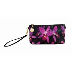 Click here to buy purple ORCHID print WRISTLET wallet clutch BAG purse NU by Galleria.