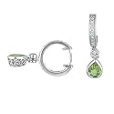 Pave Diamond (.14ct) Hoop Earrings w/Peridot (.69ct)