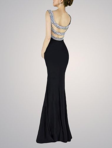 Beaded V Neck Long Evening Dress Formal Mermaid Party Gown Black Size 6