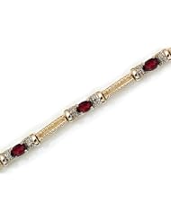10k Yellow Gold Natural Garnet And Diamond Tennis Bracelet