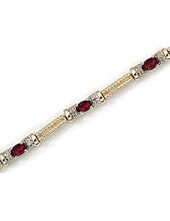 10K Yellow Gold Oval Garnet and Diamond Bracelet