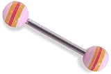 Pink Candy Striped Tounge Barbell