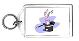 Keychain with trick, pink, top, hat, rabbit, magic