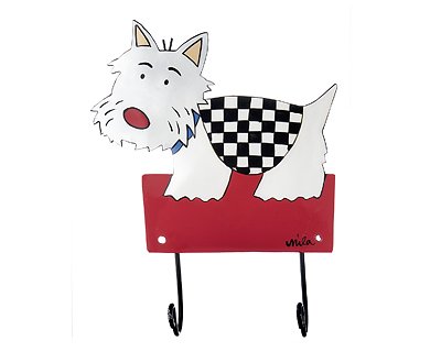 Plaque M�tal Rouge Chien Blanc by Mila Design