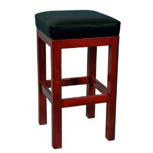 Backless Beech Wood Dining - Kitchen Bar Stool, Assembled - Dark Mahogany - Vinyl by Euro Select