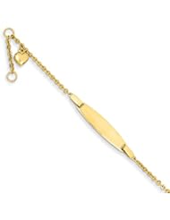 14k Polished W/ Heart & .5in Ext. Baby Id Bracelet