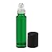 10ml(1/3oz) Roll on Glass Bottle- Set of 6 for Essential Oil - Empty Aromatherapy Essential Oils, Perfume Bottles - Refillable Slim with Metal Ball and Black Plastic Lid, Green