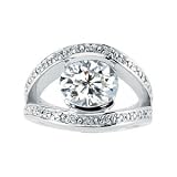 14k White Gold Moissanite Diamond Ring 10x8mm 3ct 1/8ct Sz 6