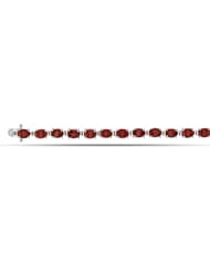 Sterling Silver Rhodium Plated Tennis Bracelet With Citrine, Amethyst, Aqua Marine, Garnet And Pave Set Cz - 7.5 Inches