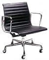 Eames Aluminum Group Management Chair in Black Leather - by Herman Miller