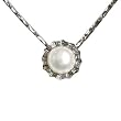 Crystal Circlet Cultured Pearl Platinum Overlay Sterling Silver Pendant Necklace, Natural White