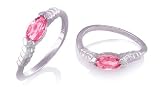 Marquise Cut Pink CZ Ring Sterling Silver