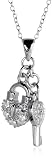 Sterling Silver Cubic Zirconia Lock-and-Key Pendant, 18