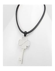 Key Leather Necklace In White Base