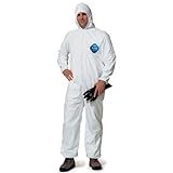 DuPont TY127S Disposable Elastic Wrist, Ankle & Hood White Tyvek Coverall Suit 1428, Size XLarge, Sold by the Each