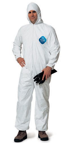 DuPont TY127S Disposable Elastic Wrist, Ankle & Hood White Tyvek Coverall Suit 1428, Size Medium, Sold by the Each