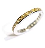 Square Shape Yellow Sapphire Anniversary or Wedding Band, Channel Set Full Circle, 18k White Gold, Ring Size 5.25 (T.w 2.30)
