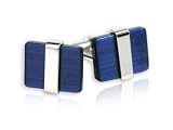 Unique Silver Banded Navy Blue Cufflinks with Presentation Box