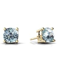 Genuine Aquamarine 14kt Yellow Gold Earrings