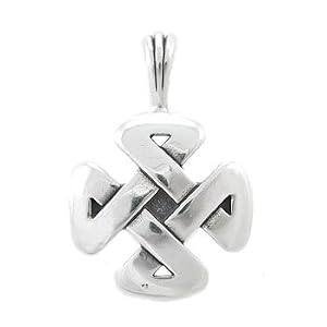 Cross Shaped Celtic Knot with STRENGTH Inscription Pendant in Sterling Silver for Men or Women, #8202